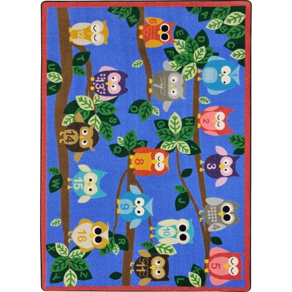 Joy Carpets Kid Essentials It's A Hoot 10'9" x 13'2" Area Rug in Color Multi