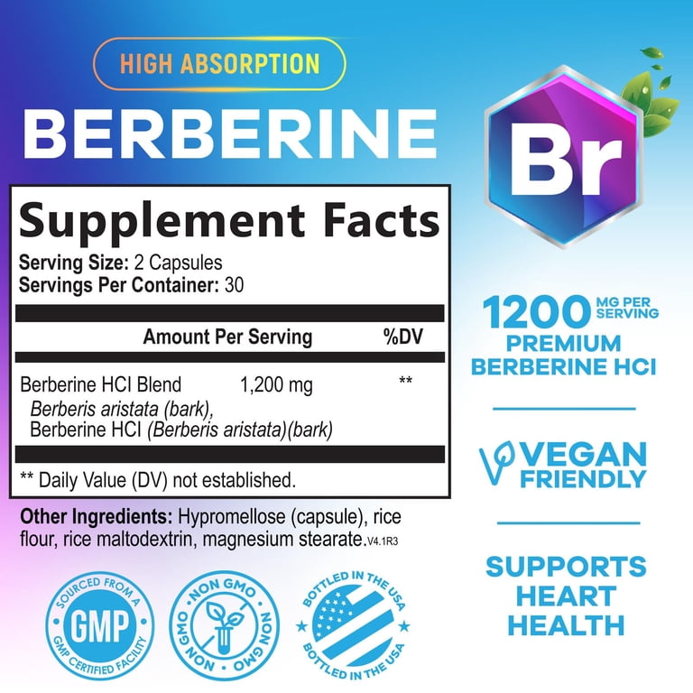 Nature's Nutrition, Berberine HCL Blend 1200mg, Vegan, Extra