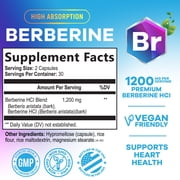 Berberine HCl Blend 1200mg Per Serving - Heart & Immune Support Supplement