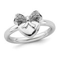 thumbnail image 1 of Heart & Bow Ribbon Ring with Diamond Accent in Sterling Silver, 1 of 4