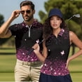 thumbnail image 2 of Garronmavis Matching Golf Shirts for Couple Pink Glitter Butterfly His and Hers Golf Shirts Matching 4-Way Stretch Mens Hawaiian Shirt Golf Accessories for Men for Tennis Enthusiasts, 2 of 6