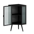 thumbnail image 6 of Tcbosik Corner Cabinet with Tempered Glass Doors, Bathroom Cabinet with Shelf, Accent Storage Cabinet for Small Space, Easy Assembly, Black, 6 of 10