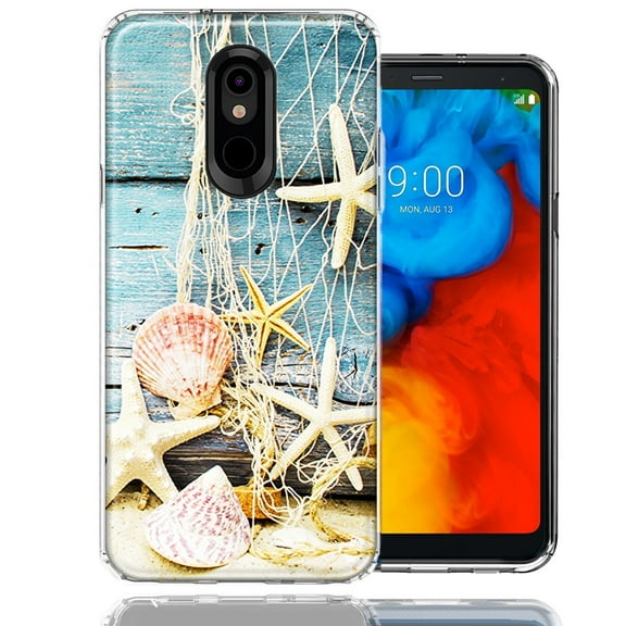 MUNDAZE For LG Stylo 5 Starfish Net Design Double Layer Phone Case Cover