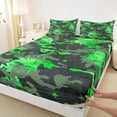 thumbnail image 3 of Homewish Fashion Splash Graffiti Twin Sheet Sets for Kids, Green Camouflage Twin Fitted Sheet, Chic Abstract Ombre Flat Sheet, Breathable Home Decor, 3 Pieces, 3 of 7