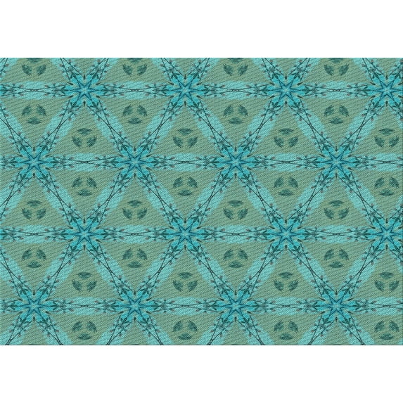 Ahgly Company Machine Washable Indoor Rectangle Transitional Turquoise Green Area Rugs, 5' x 8'