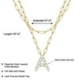 thumbnail image 2 of TINGN Layered Initial Necklace for Women Cubic Zirconia Paperclip Chain Necklace, 2 of 5