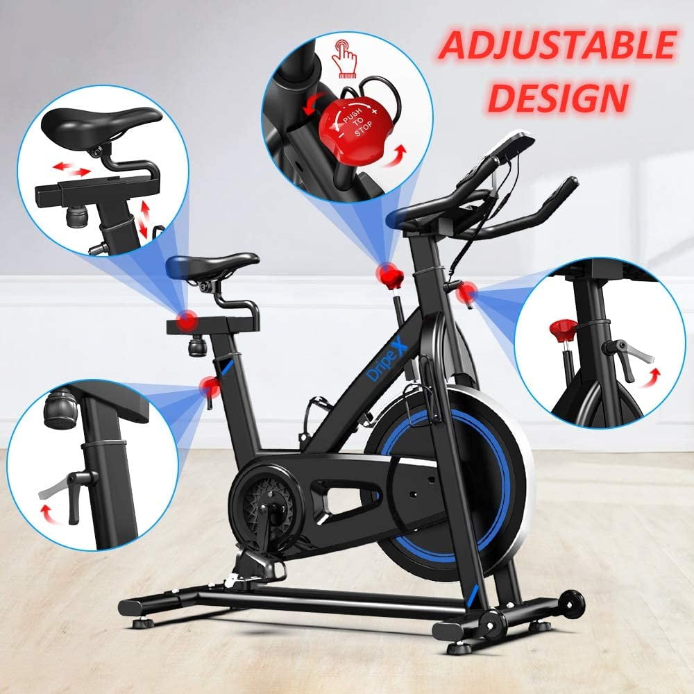 Water Bottle Holder 2020 Upgraded Version Studio Commercial Quality LCD Monitor Pulse Sensor Heavy Duty Home Gym Stationary Bike 35 LBS Flywheel Weight Dripex Indoor Cycling Magnetic Resistance Exercise Bike Weight Capacity 330 LBS