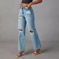 thumbnail image 4 of Women's High Waisted Straight Ankle Wide Leg Ripped Jeans Hem Stretchy Capri Denim Pants Womens Jean Overalls Pants Slim Fit Pants Women Oversized Jean Pants for Women 20w Womens Pants Women Designer, 4 of 6