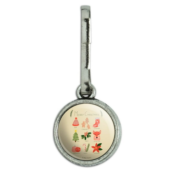 Making Christmas Merry with Cookies Holly Fox Antiqued Charm Clothes Purse Suitcase Backpack Zipper Pull Aid