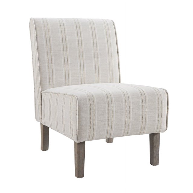Linon Lily Stripe Upholstered Wood Slipper Chair in Gray