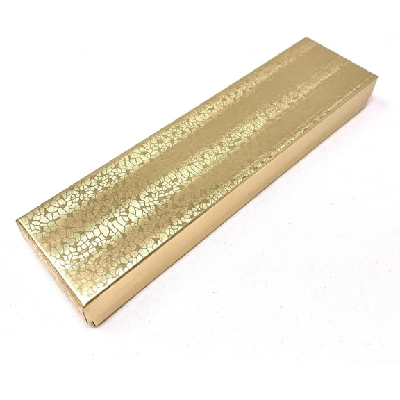 50 Pack Gold Cotton Filled Cardboard Paper Jewelry Watch Bracelet Necklace Earring Anklaet Gift Packaging Display Presentation Shipping Box Size-8.0" x 2.0" x 1.0" (#82)