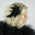 thumbnail image 5 of ZUCKER Roaring 20's Bridal Gatsby Feather Headband with Rhinestone Leaf (Black and Silver), 5 of 5