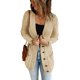 thumbnail image 4 of ABPHQTO Cárdigan de Mujer Beige con Bolsillo Delantero y Cierre de Botones, 4 of 5
