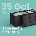 thumbnail image 3 of LEDREM 43" Foldable Storage Ottoman Bench, Ottoman with Storage 660lb Capacity, Synthetic Leather Ottoman Footstool, Black, 3 of 9
