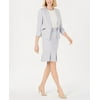 Le Suit Women's Zippered Pocket Pleated Hem Skirt Suit Blue Size 6 Petite