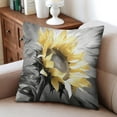 thumbnail image 2 of Sunflower Yellow and Gray Throw Pillow Covers 20"x20", Set Of 2, Linen Study Sofa Cushion Cover Indoor Living Room Home Decor, 2 of 7