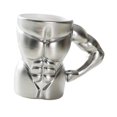 thumbnail image 4 of Taza de cerámica de porcelana para café, novedosa, decorativa, portátil, 300 ml con asa Plateado y blanco, 4 of 9