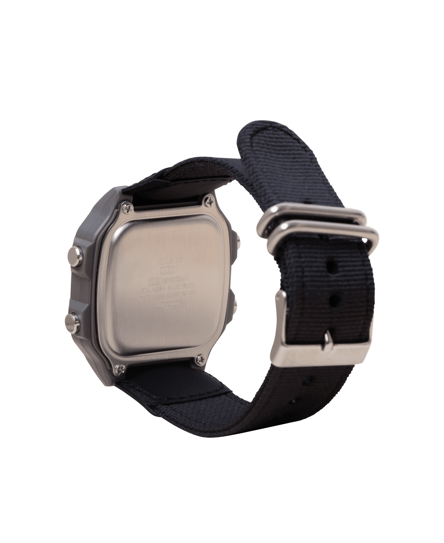 Casio Mens Digital Wristwatch Utility Collection 10-Year Battery Cloth Band Gray