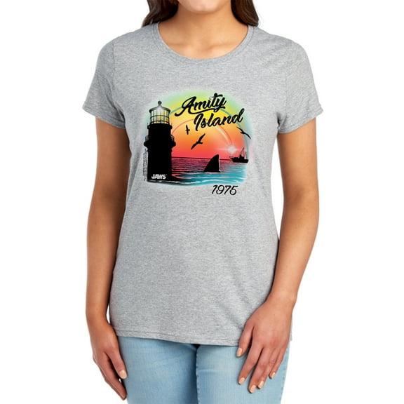 Jaws Amity Island Women's T Shirt, Athletic Heather, Small