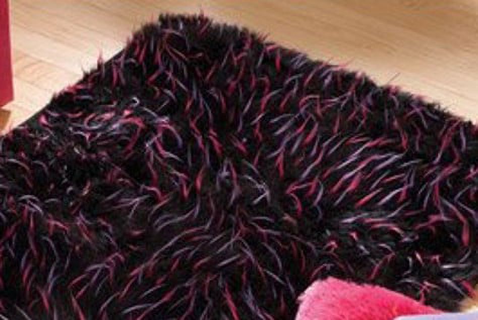 your zone faux fur spike rug, black, 3' x 4'8"
