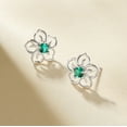 thumbnail image 2 of Forever Facets Created Emerald May Birthstone Floral Earrings in Sterling Silver, Adult Female, 2 of 5