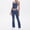 Navy, variant on Workout Sets for Women 2 Piece Contrast Piping Tank Top High Wasit Split hem Flared Leggings
