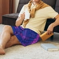 thumbnail image 4 of Daiia Neon Gradient Blue Mens Woven Stretch Pajama Short,Short Pajama Pants-Medium, 4 of 9