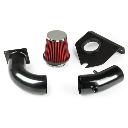 For 1999 to 2004 Ford Mustang SN95 3.8 Black Cold Air Intake Pipe+Heat Shield+Red Filter System 00 01 02