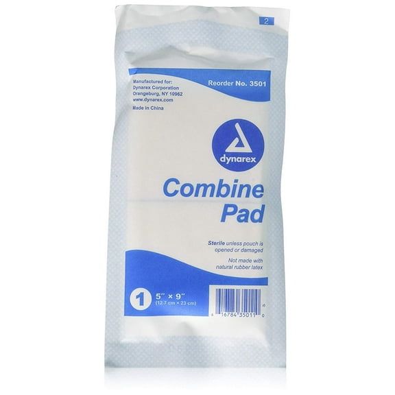 Dynarex 3501 Sterile Combine Pads 5 inches x 9 inches 20 ct