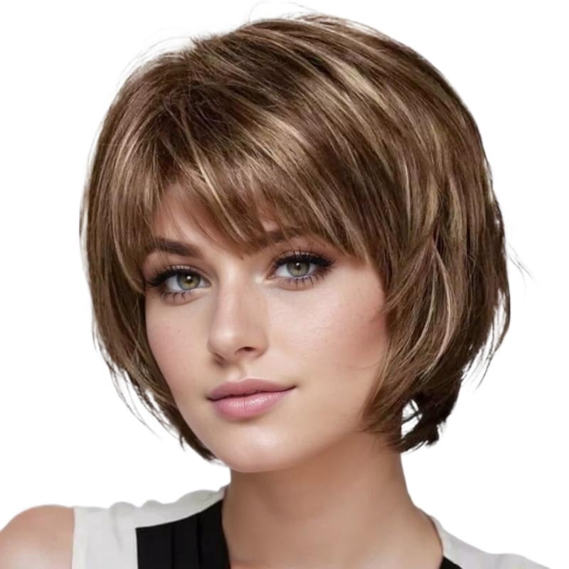 Fluffy oblique bangs golden white wig high temperature wire fashion wig women's wig style