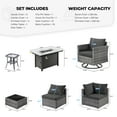 thumbnail image 2 of XIZZI Outdoor Furniture Wicker 11-piece Sectional Set with Swivel Rocking Chair and Fire Pit Table,Black, 2 of 11