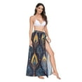 thumbnail image 2 of FORMRS Womens Beach Sarong Semi-Sheer Bikini Wrap Skirt Swimsuit Cover-ups, Navy Blue Art Pattern, 2 of 7