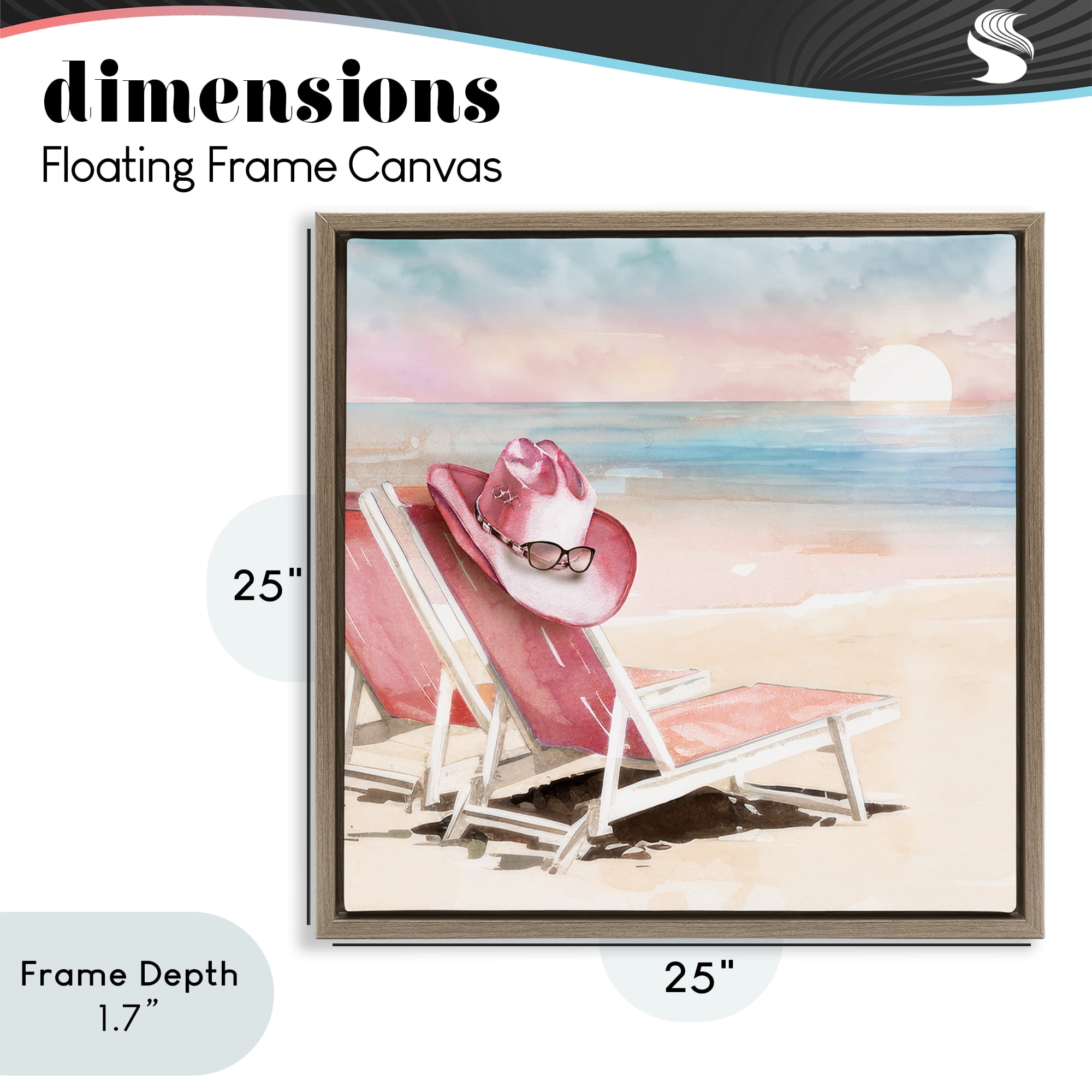 Stupell Industries Blush Pink Beach Chairs Brown Framed Floater Canvas Wall Art, design by Paul Mathenia