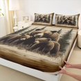 thumbnail image 4 of Castle Fairy Rusic Cabin Bear Queen Sheets 4 Pieces,Woodland Wildlife Queen Sheet Sets,Natural Brown,1 Fitted Sheet, 1 Flat Sheet and 2 Pillowcases, 4 of 6