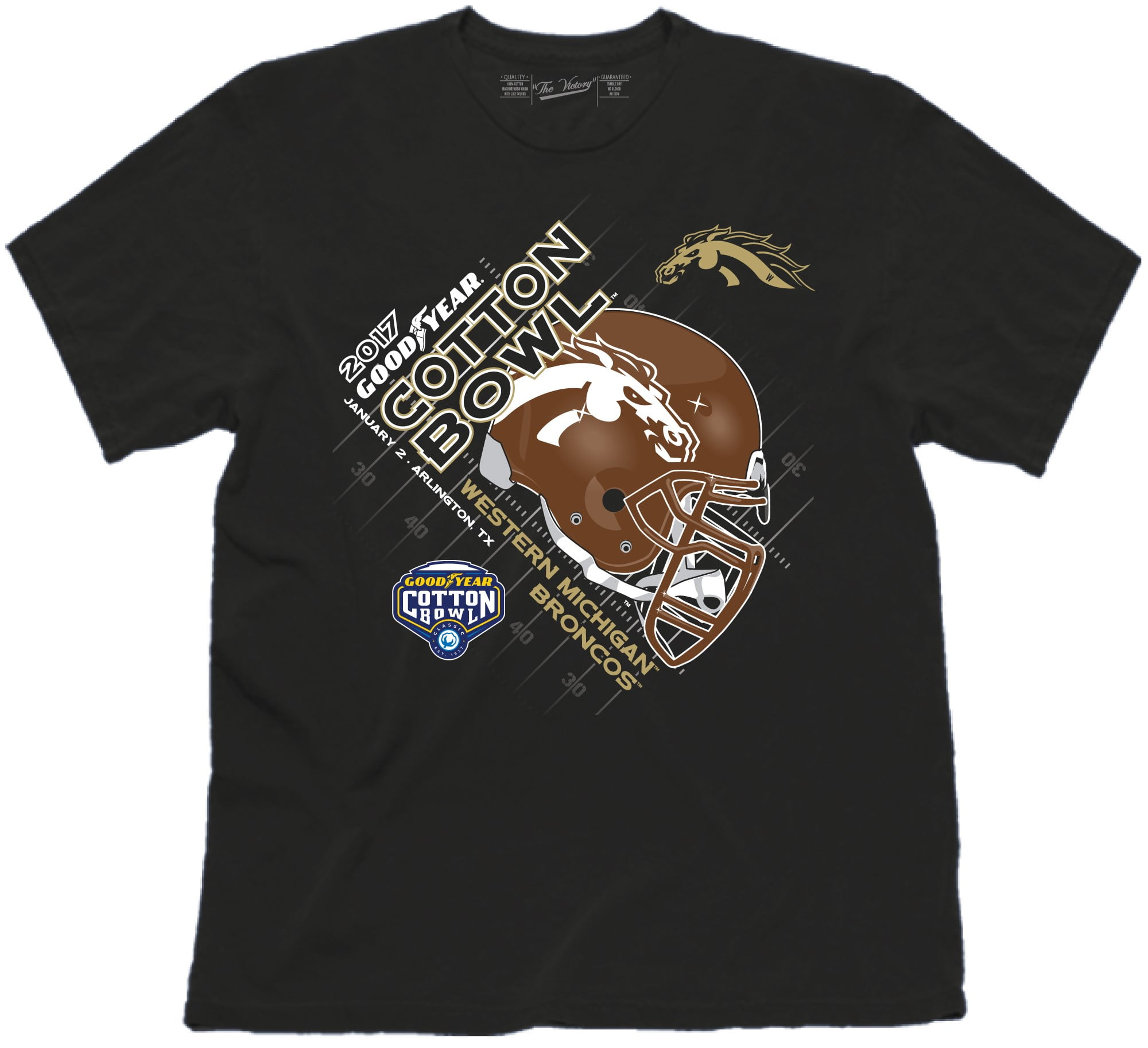 The Victory Western Michigan Broncos 2017 Cotton Bowl College Football Helmet T-Shirt (S)