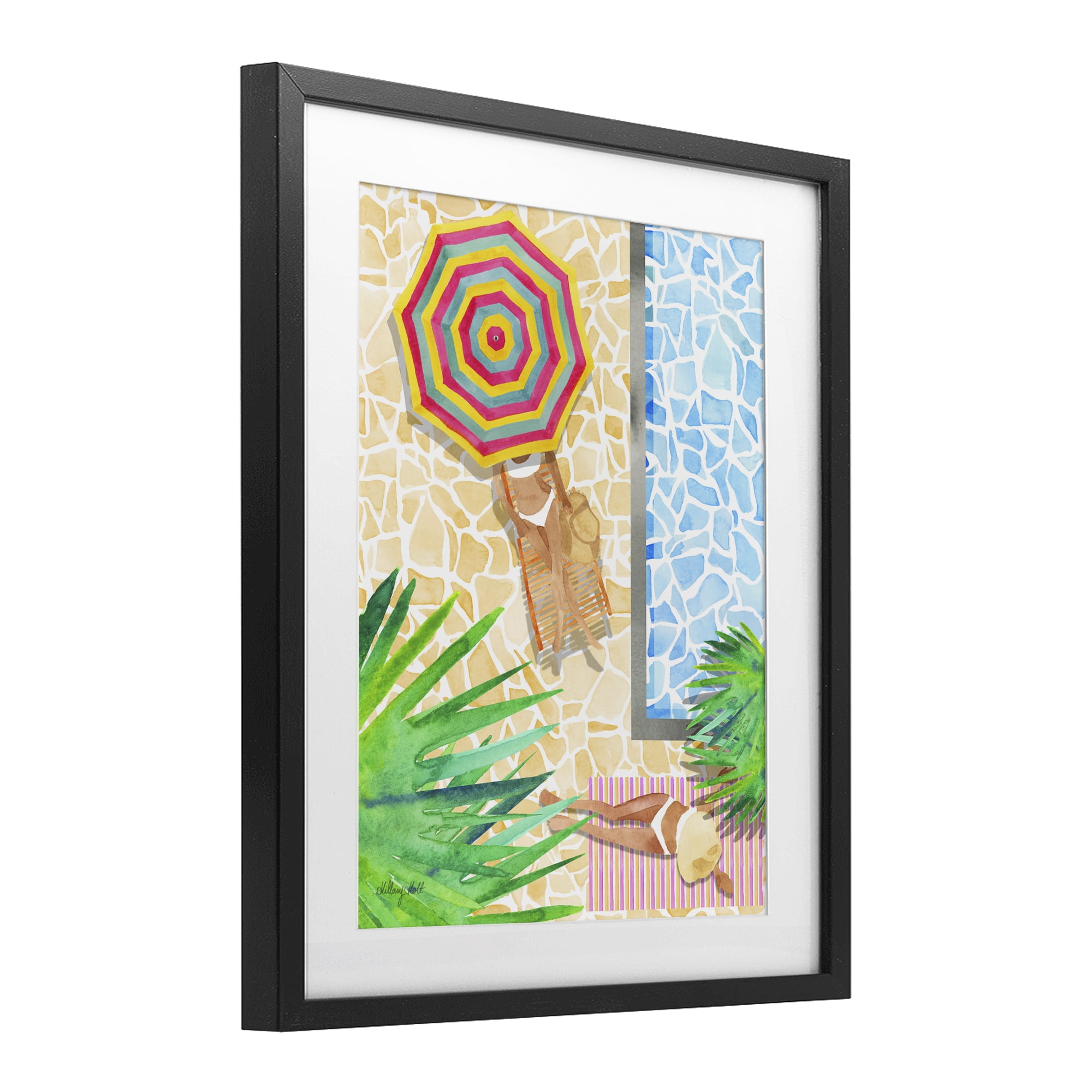 Stupell Industries Poolside Chill Duo Black Framed Print Under Glass, design by Hillary Holt