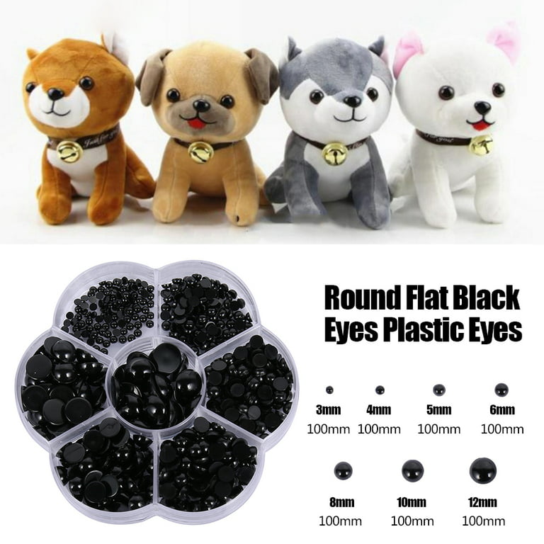 20Pcs Plastic Round Flat Black 8-14mm Safety Eyes Crafts Children Kids Toys  Eyes For Bear doll Animal Puppet DIY Accessories