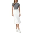 thumbnail image 2 of INSPIRE CHIC Fishtail Denim Skirt for Women's Washed Midi Jean Bodycon Skirt XS Cream White, 2 of 6