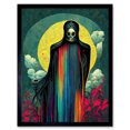 thumbnail image 1 of Death Tarot Card Skull Full Moon Illustration Art Print Framed Poster Wall Decor 12x16 inch, 1 of 5