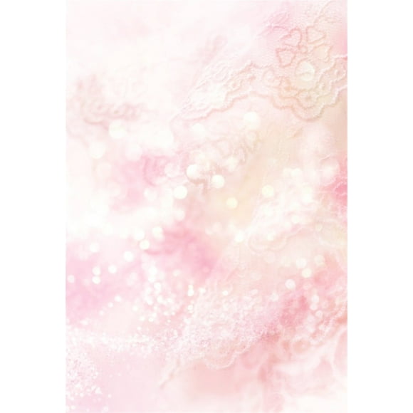 EREHome Polyester Fabric 5x7ft Girl Photography Studio Backdrops Toddler Photo Shoot Background Dreamy Sweet Floral Lace Bokeh Dots Plain Colour Theme Children Kid Artistic Portrait Scene Video Props Digital