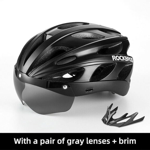 ROCKBROS Cycling Helmet Adjustable Bike Helmet with Magnetic Goggles Visor 58-62cm Universial Adjustment Men Women
