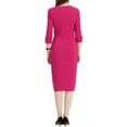 thumbnail image 3 of MODA NOVA Juniors Elegant Boat Neck 3/4 Sleeves Wear-to-Work Midi Split Sheath Dress, 3 of 5