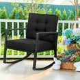 thumbnail image 1 of Gymax Outdoor Wicker Rocking Chair Patio Lawn Rattan Single Chair Glider w/ Black Cushion, 1 of 9
