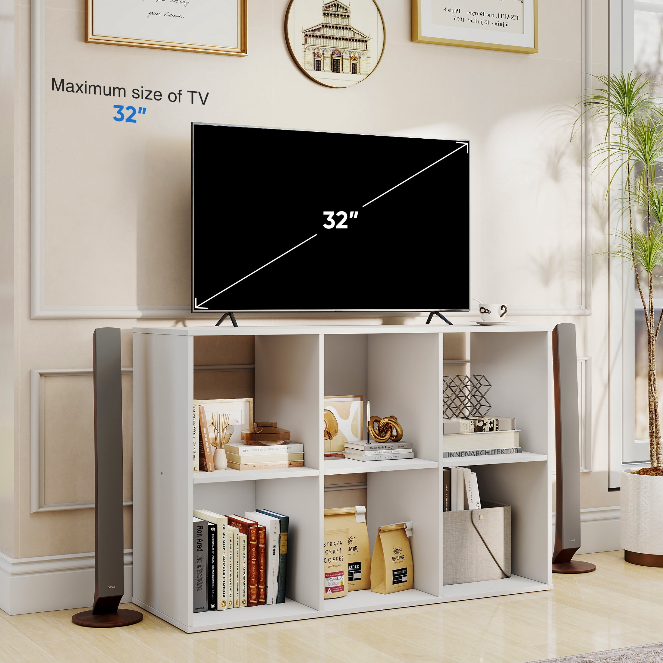ZUNMOS 6 Cube Storage Organizer,Open Cube Storage Bookcase with 3 Removable Back Panels,for Living Room, Bedroom, Entrance Hall &Office, 36" L×11.6" W×24"H, White