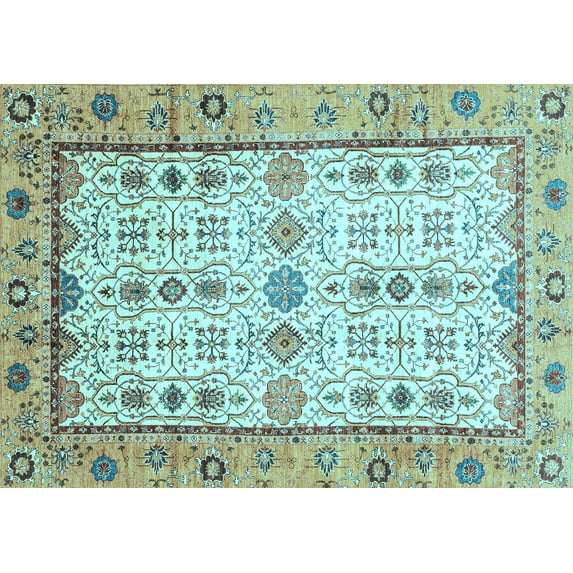 Ahgly Company Indoor Rectangle Abstract Light Blue Modern Area Rugs, 5' x 8'