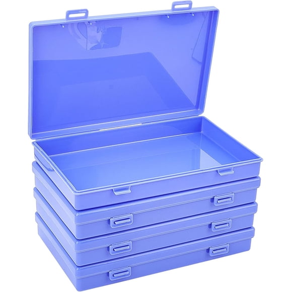 Boîte en Plastique Bleu Violet Organisateur de Bijoux Boîte de Rangement Rectangulaire avec Couvercle Conteneurs de Rangement Utiles pour Bijoux Perles Boucles d'Oreilles Petits Accessoires 4.41"X6.89"X1.06 Pouces