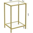 thumbnail image 3 of Side Tables Set of 2, End Tables with Tempered Glass, 2-Tier Nightstands with Storage Shelves, Coffee Table with Modern Style, Slim Sofa Table for Living Room, Bedroom, 11.8" D x 15" W, Golden, 3 of 10