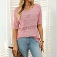 thumbnail image 2 of Jalioing Women's Summer Sweaters Half Sleeve Crew Neck Crochet Sweater Tops Lightweight Fall Trendy Clothes, 2 of 8