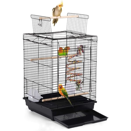 LEHOME Open Play Top Travel Bird Cage for Conure Sun Parakeet Green Cheek Conure Lovebird Budgie Finch Canary, Small-Size Travel Portable