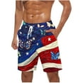 thumbnail image 2 of Xysaqa American Flag Board Shorts, Mens Swim Trunks, Big & Tall Men's Swimwear, USA Flag Printed Beach Shorts Swimming Bathing Suits 3X 4X 5X Summer Savings, 2 of 5